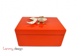 Orange rectangular box with fish11*17*H8cm